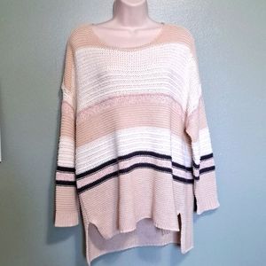 American Eagle Striped Sweater XL Lightweight Pink Gray